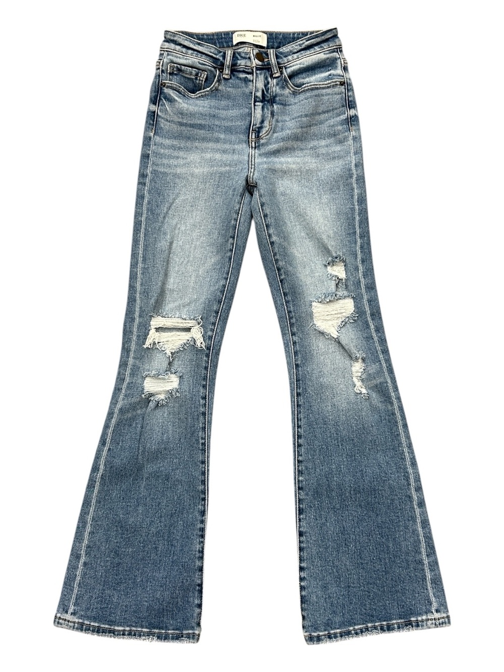 BKE Distressed Medium Wash Blue Bootcut Jeans